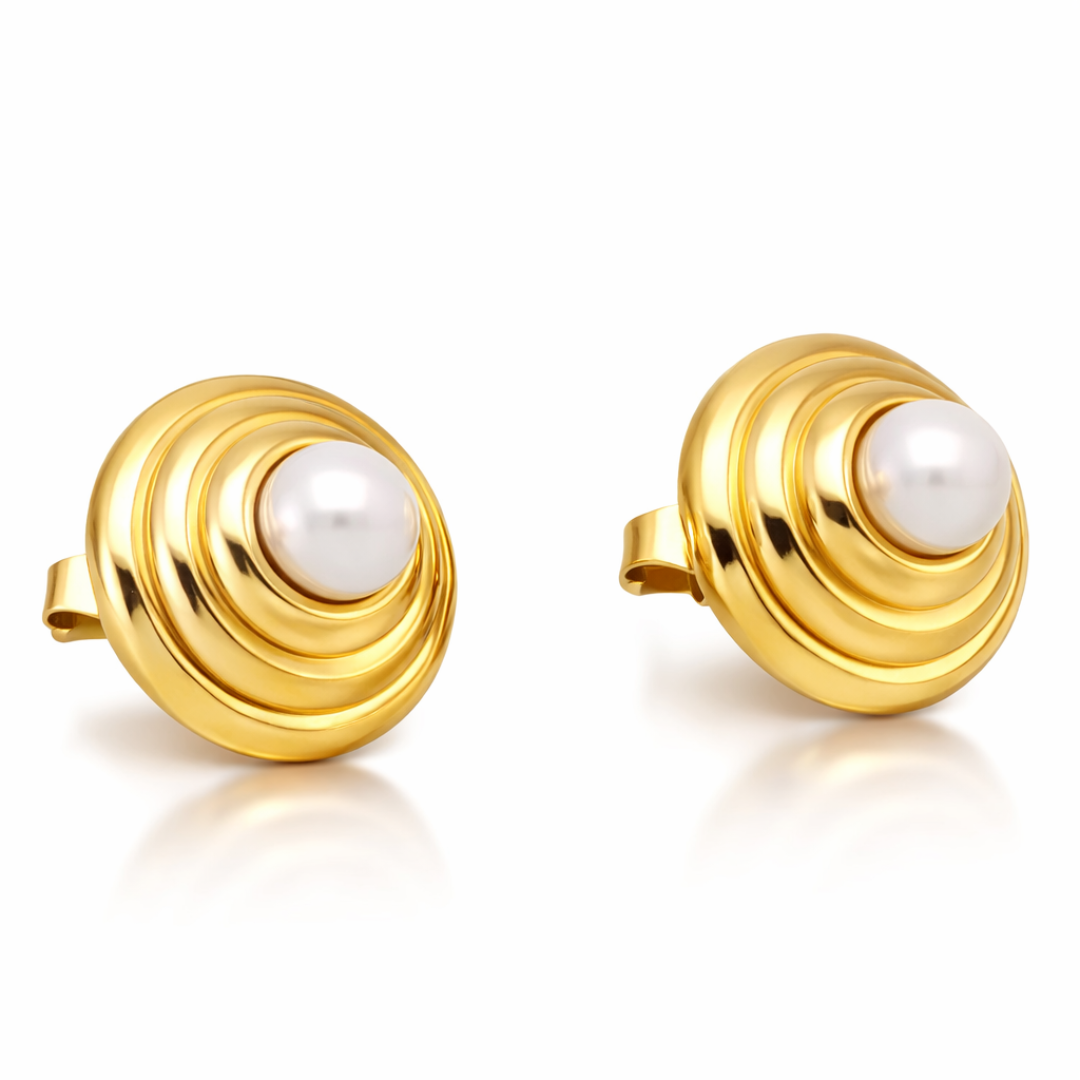 Sydney | Gold-Plated Halo Pearl Stud Earrings