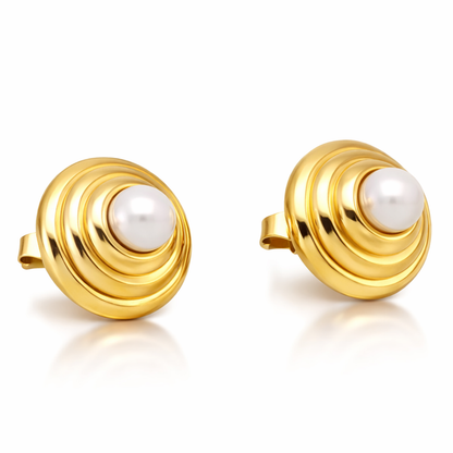 Sydney | Gold-Plated Halo Pearl Stud Earrings