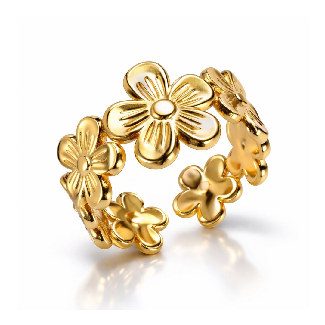 Emily | Gold Plated Flower Eternity Resizable Ring
