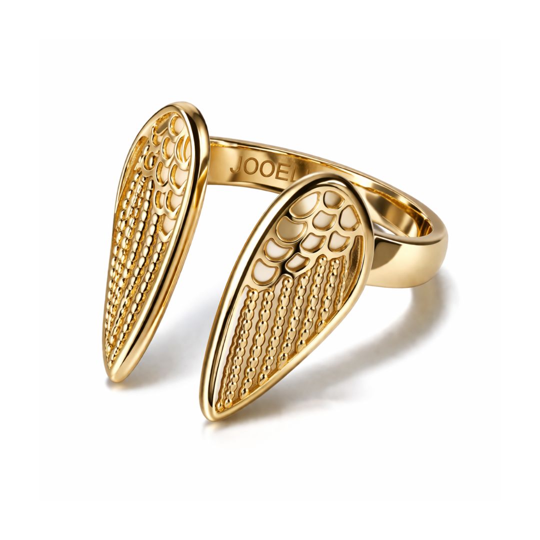 Juniper | Gold-Plated Angel Wings Resizable Ring