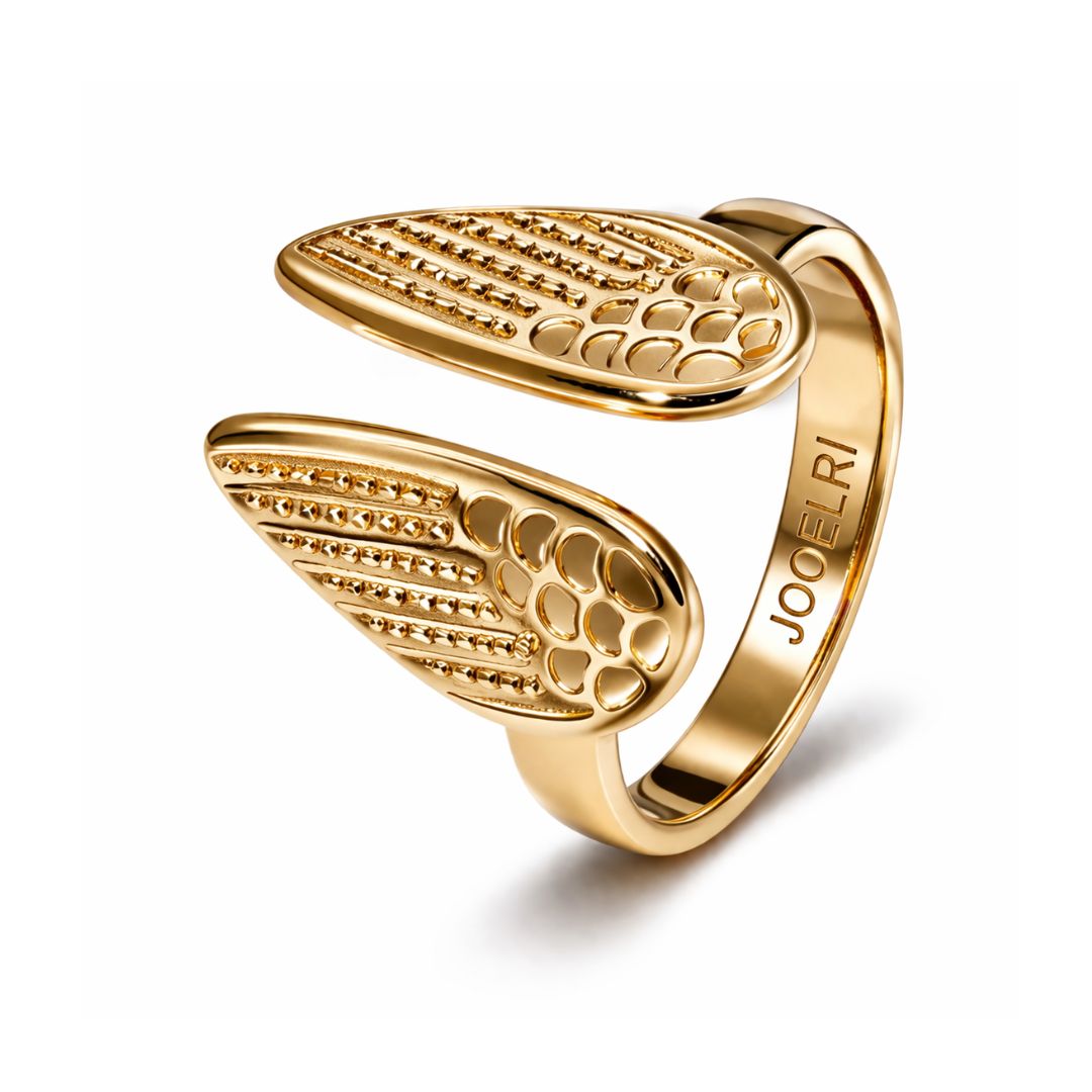 Juniper | Gold-Plated Angel Wings Resizable Ring
