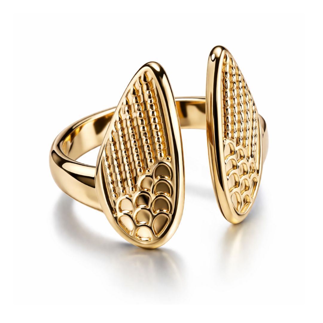 Juniper | Gold-Plated Angel Wings Resizable Ring