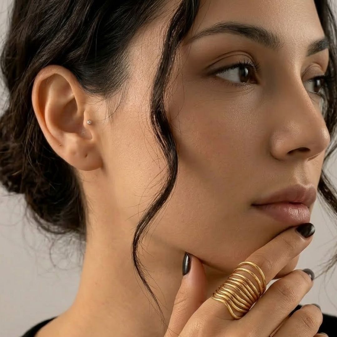 Mariza | Gold Plated Layered Wave Resizable Ring