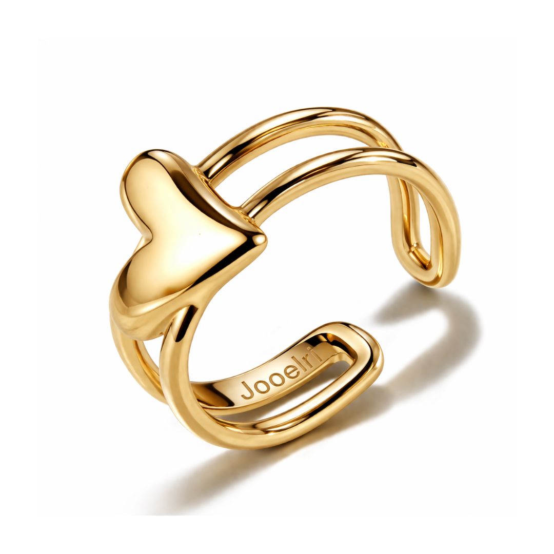 Hazel | Gold-Plated Solid Heart Resizable Ring