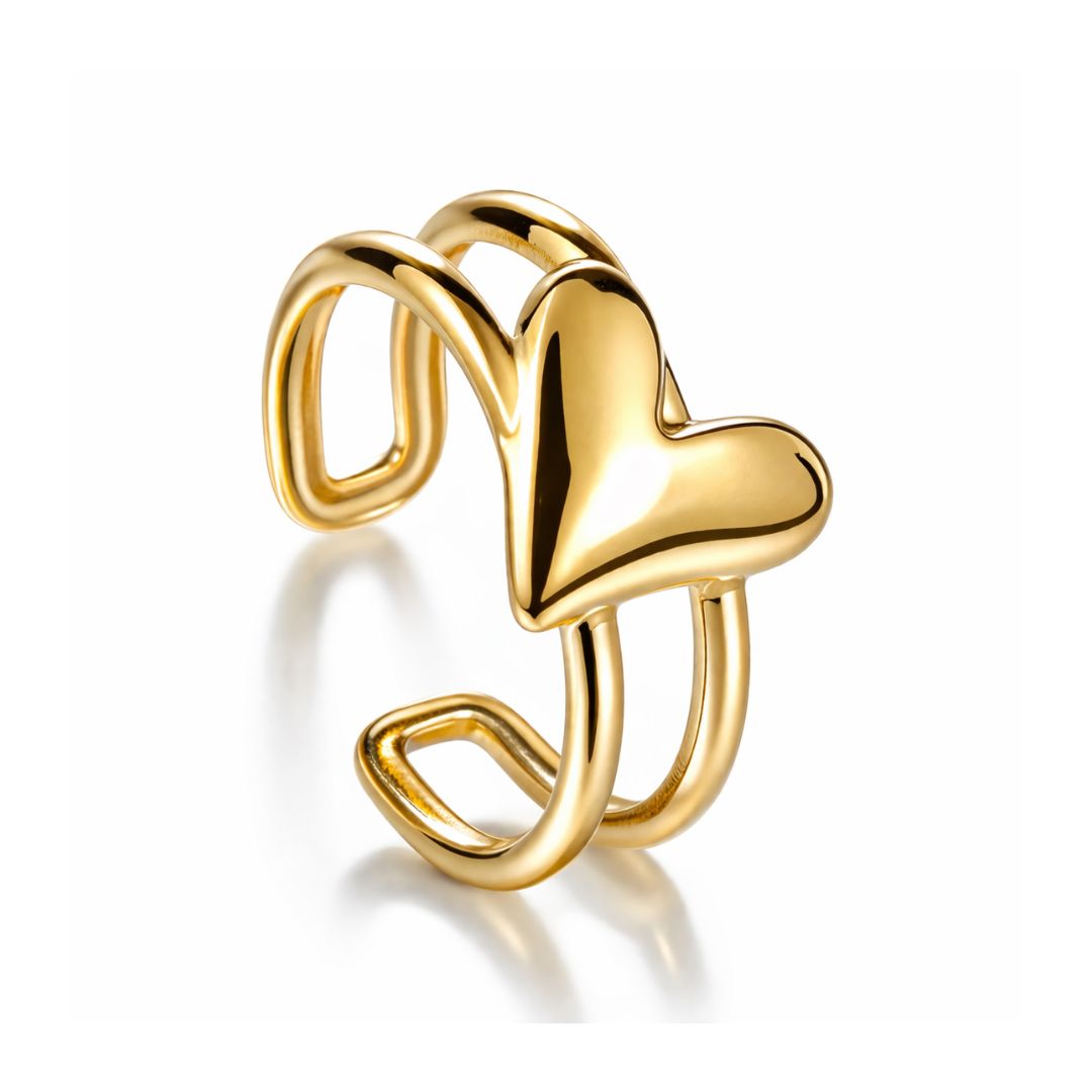 Hazel | Gold-Plated Solid Heart Resizable Ring