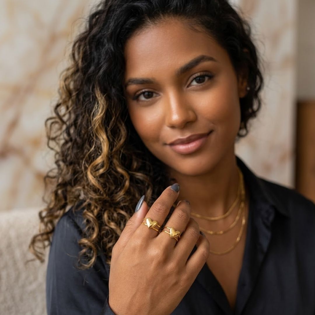Hazel | Gold-Plated Solid Heart Resizable Ring