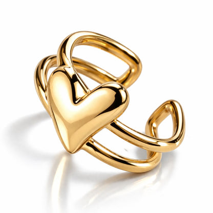 Hazel | Gold-Plated Solid Heart Resizable Ring