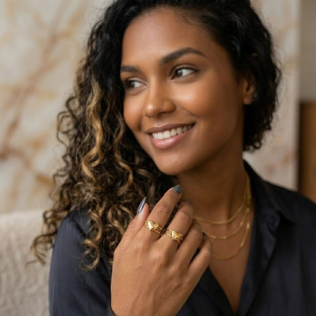 Hazel | Gold-Plated Solid Heart Resizable Ring