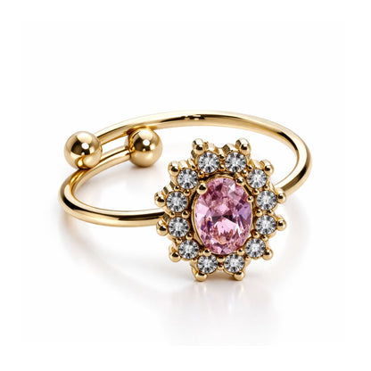 Brooke | Gold-Plated Oval Halo Open Cuff Ring