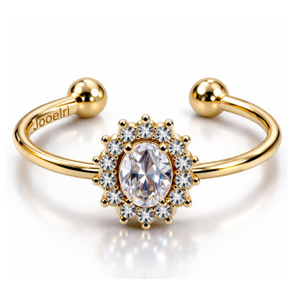 Brooke | Gold-Plated Oval Halo Open Cuff Ring