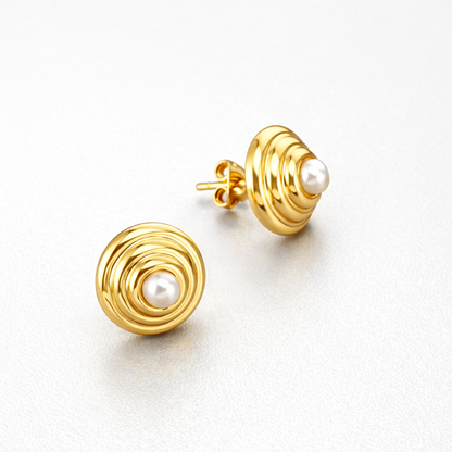 Sydney | Gold-Plated Halo Pearl Stud Earrings