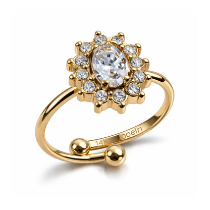 Brooke | Gold-Plated Oval Halo Open Cuff Ring