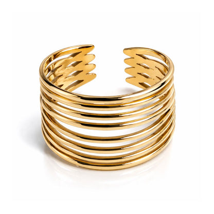 Odetta | Gold-Plated Multi-Band Open Cuff Ring