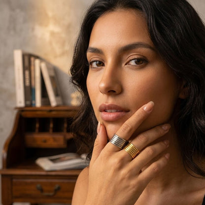Odetta | Gold-Plated Multi-Band Open Cuff Ring