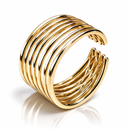 Odetta | Gold-Plated Multi-Band Open Cuff Ring