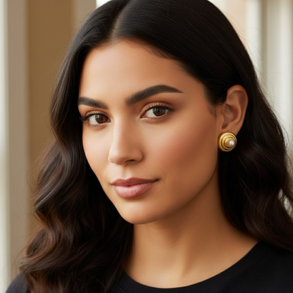 Sydney | Gold-Plated Halo Pearl Stud Earrings
