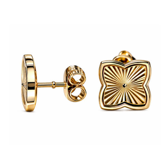 Lara | Gold Plated Textured Four-Leaf Clover Stud Earrings