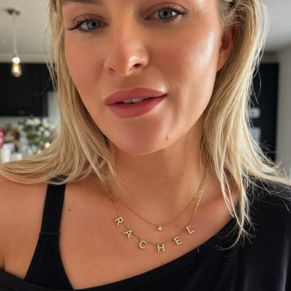Amira | Gold Plated Suspended Personalised ICY Name Necklace