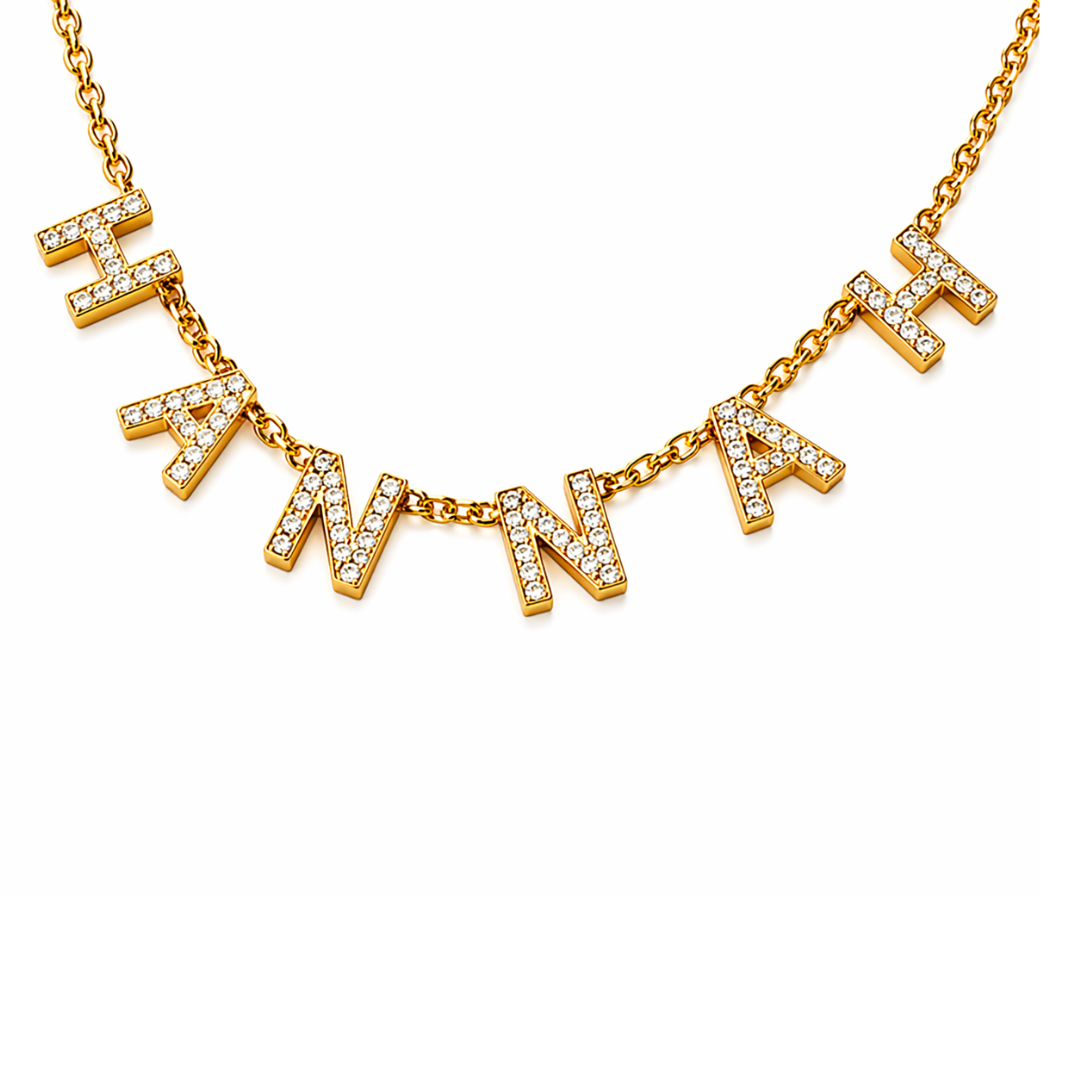 Amira | Gold Plated Suspended Personalised ICY Name Necklace
