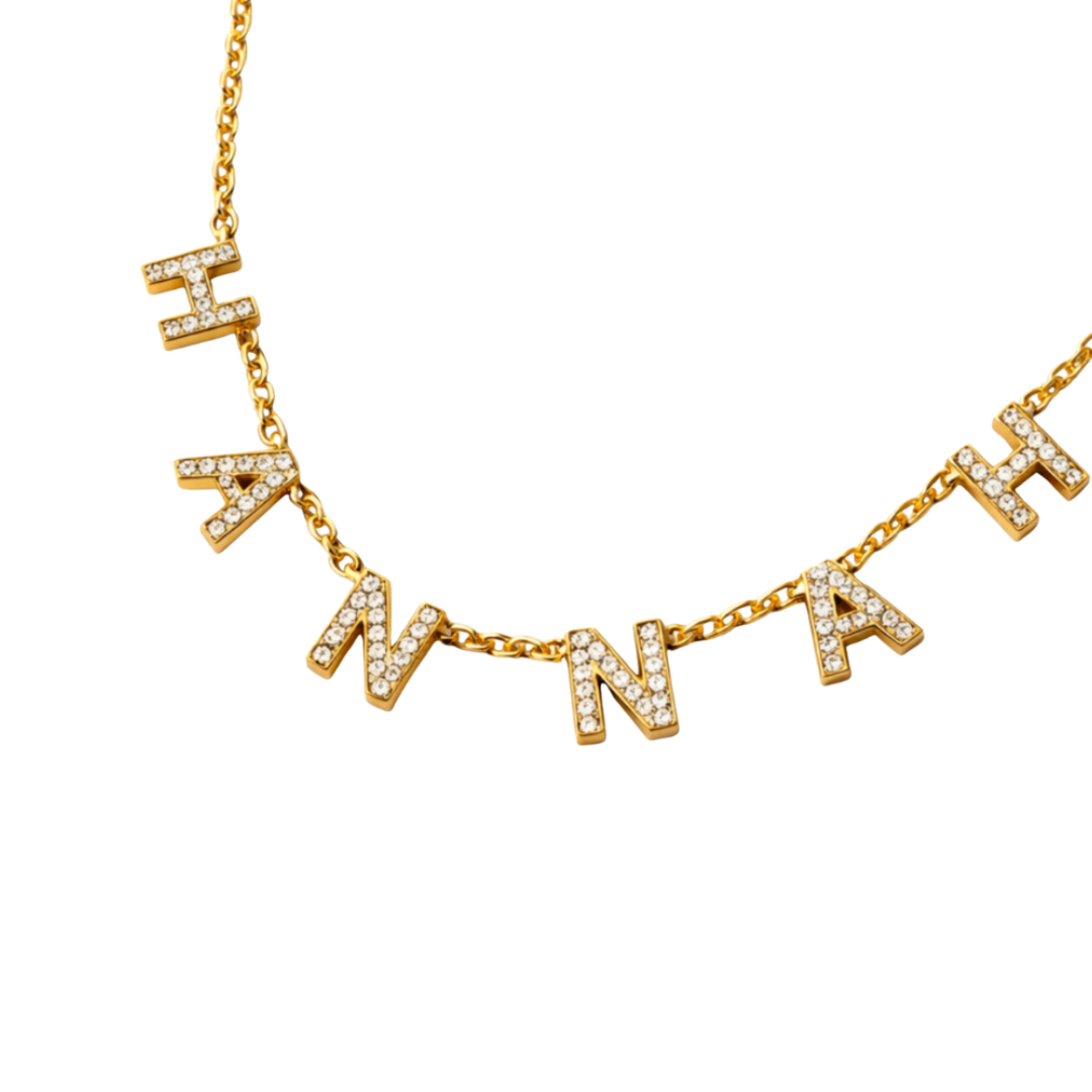 Amira | Gold Plated Suspended Personalised ICY Name Necklace
