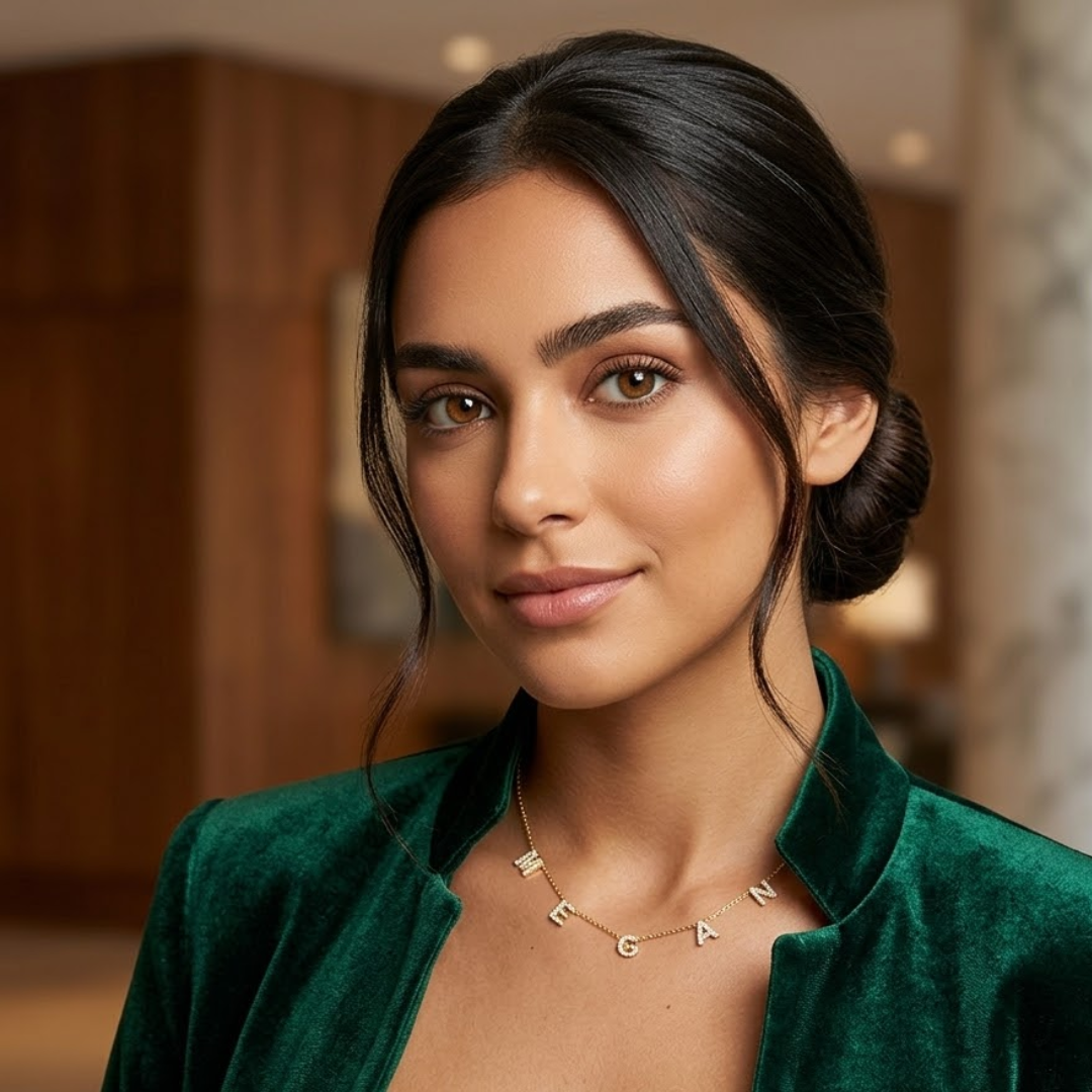 Amira | Gold Plated Suspended Personalised ICY Name Necklace