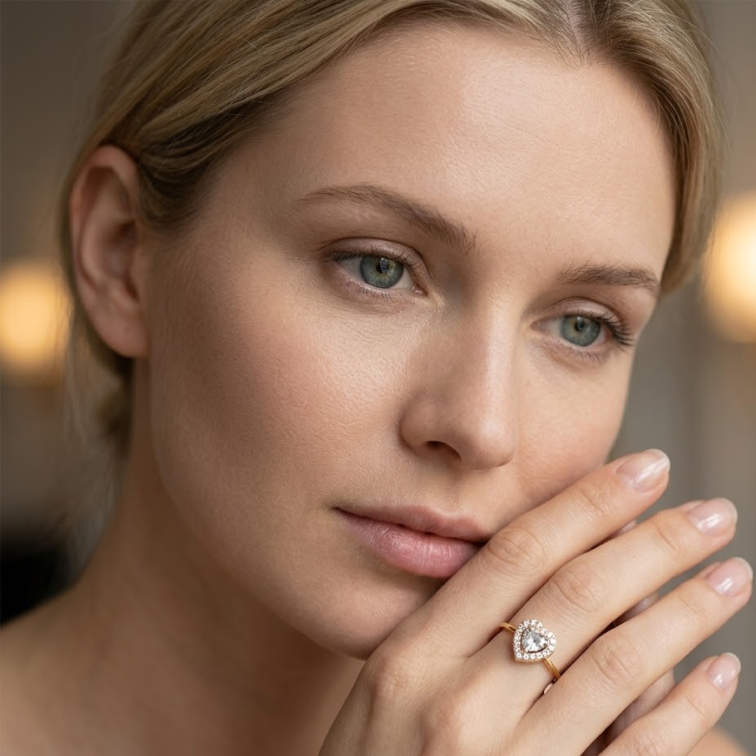 Elena | Gold-Plated Heart Shaped Halo Ring