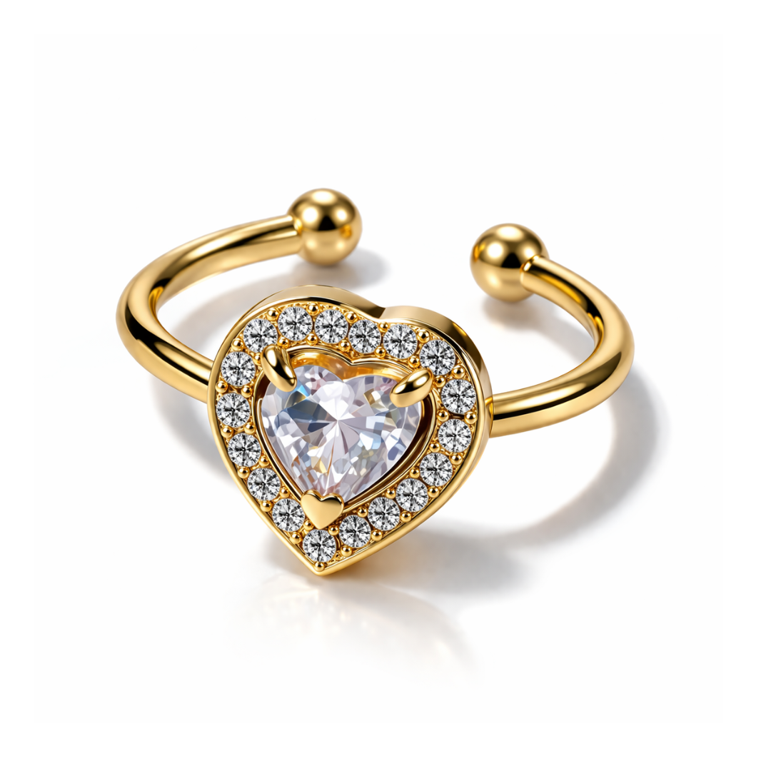 Elena | Gold-Plated Heart Shaped Halo Ring
