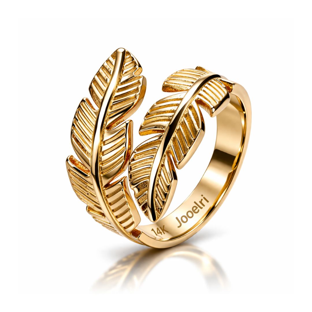 Melize | Gold Plated Leaf Wrap Resizable Ring