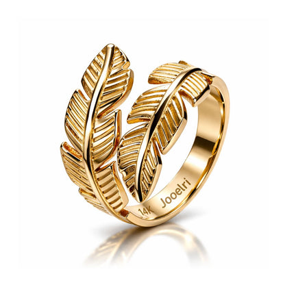 Melize | Gold Plated Leaf Wrap Resizable Ring