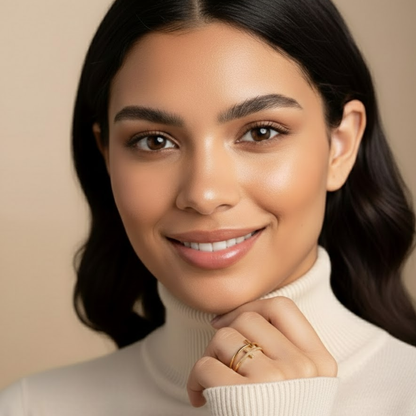 Scarlette | Gold Plated Double Cross Resizable Ring