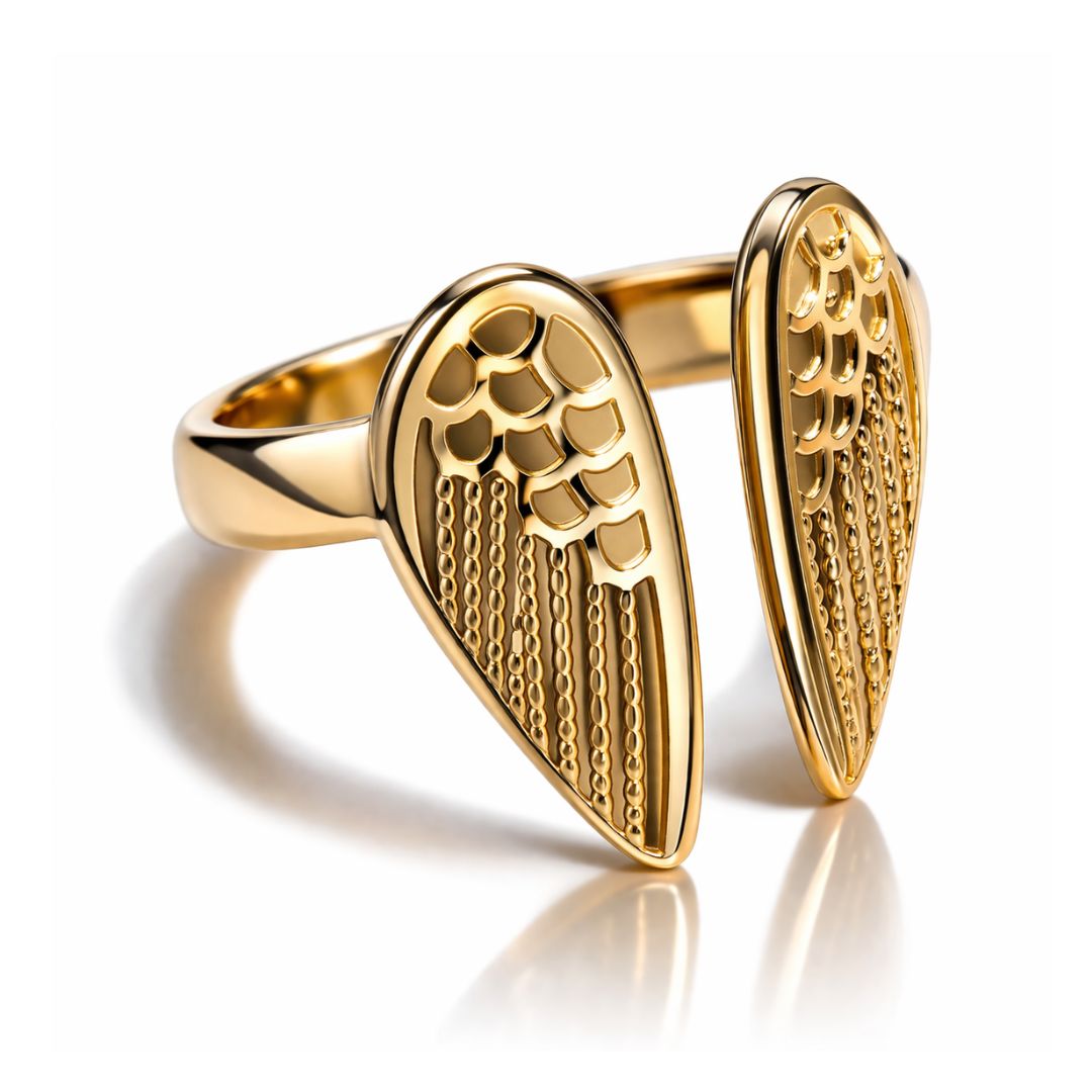 Juniper | Gold-Plated Angel Wings Resizable Ring