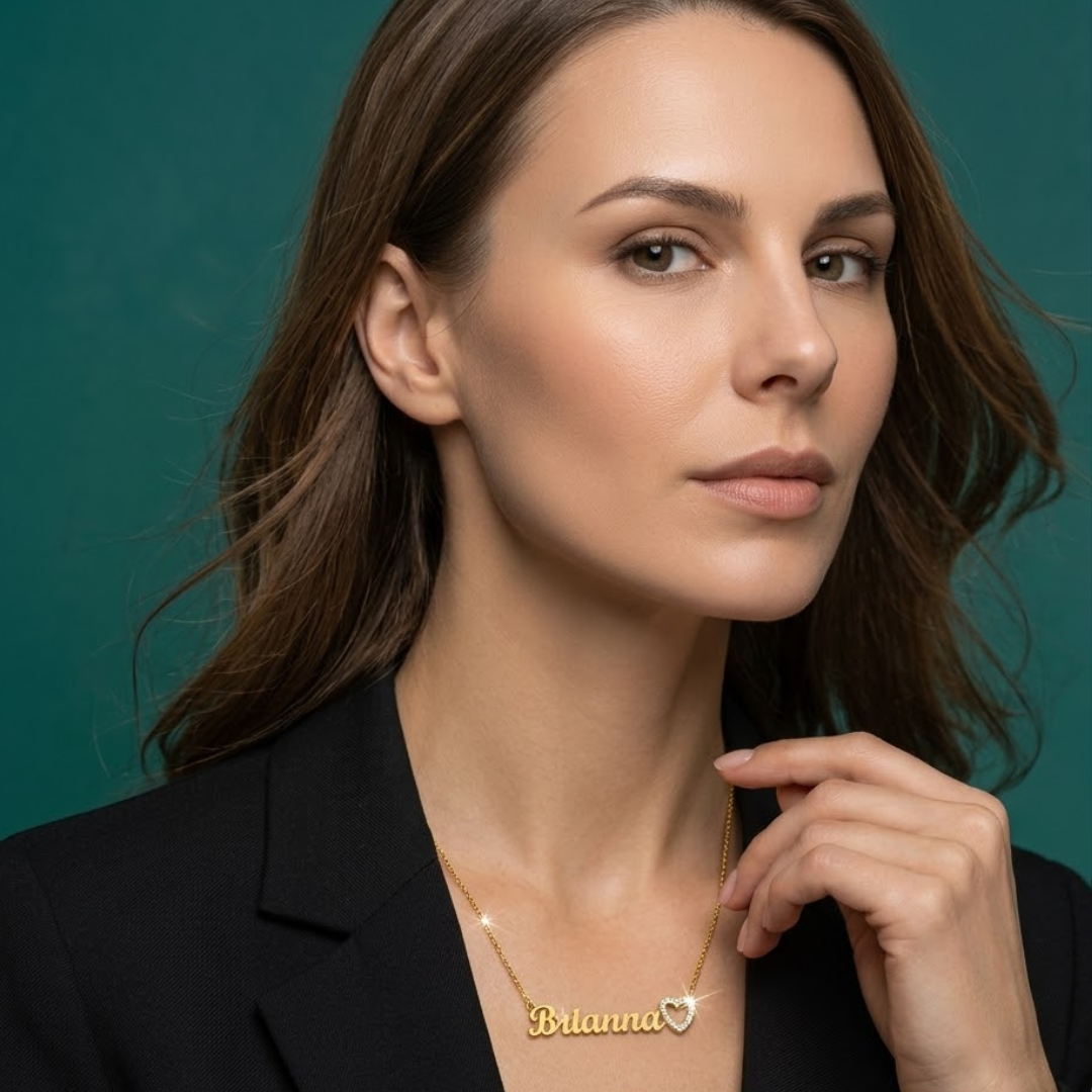 Dinara | Gold Plated Personalised Heart Necklace