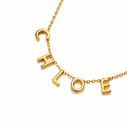 Casandra | Gold Plated Personalised Suspended Name Necklace