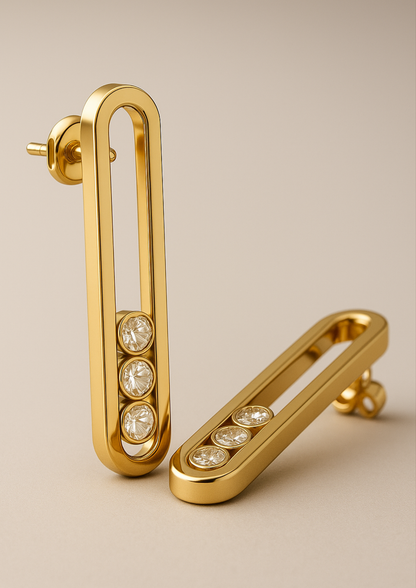 Montana | 18K Gold Plated Moving Ball Waterproof Stud Earrings