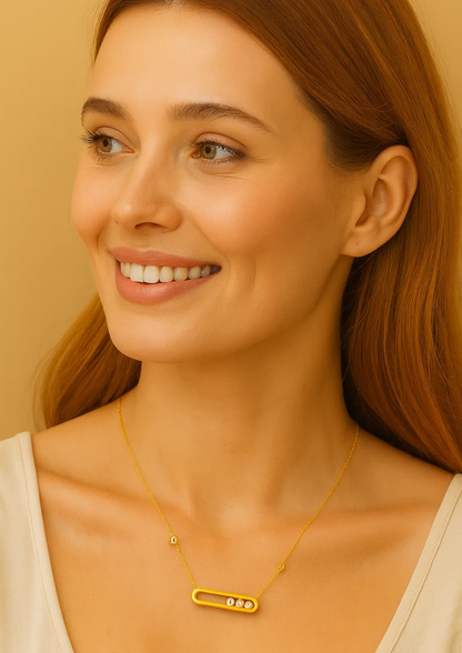 Gifting Set - Gold (18K) Plated Sliding Ball (Necklace, Earring. Bracelet)