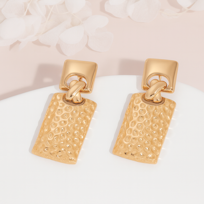 Adele | 18K Gold-Plated Retro Vintage Rectangle Chunky Waterproof Earrings