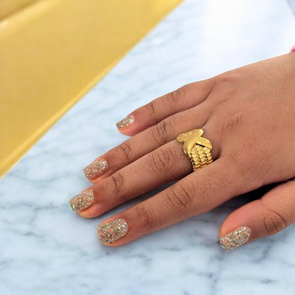 Colleen | Gold Plated Thick X Vintage Resizable Ring