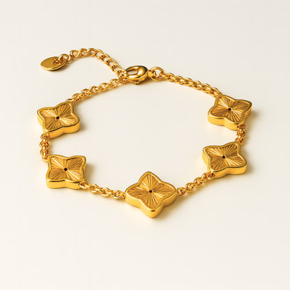 Clover Bracelet - 18K Gold Plated Waterproof Textured Multi Clover Jewellery