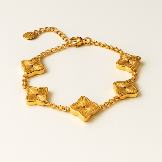 Clover Bracelet - 18K Gold Plated Waterproof Textured Multi Clover Jewellery