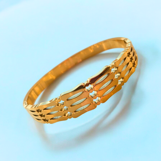 Bree | Gold-Plated Hollow Thick Cuff Bangle Bracelet