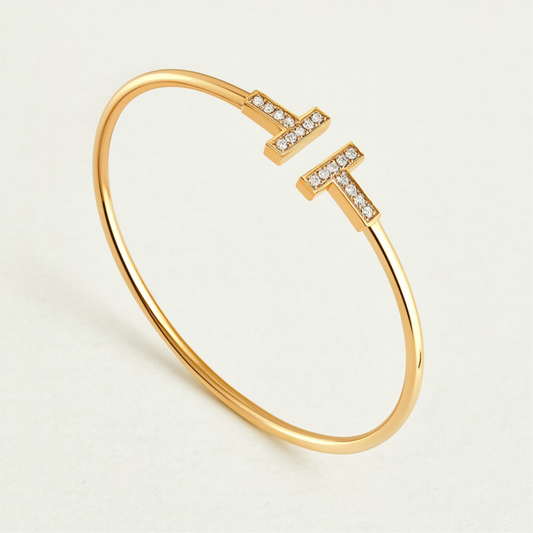 Tiara | 18K Gold Plated Zircon T-Bracelet Waterproof Bangle