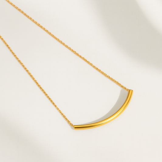 Ohana | Gold (18K) Plated Tube Bar Pendant Waterproof Necklace