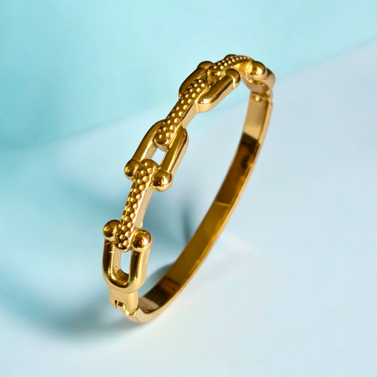 Portia | Gold Plated U-Link Cuff Bangle Bracelet