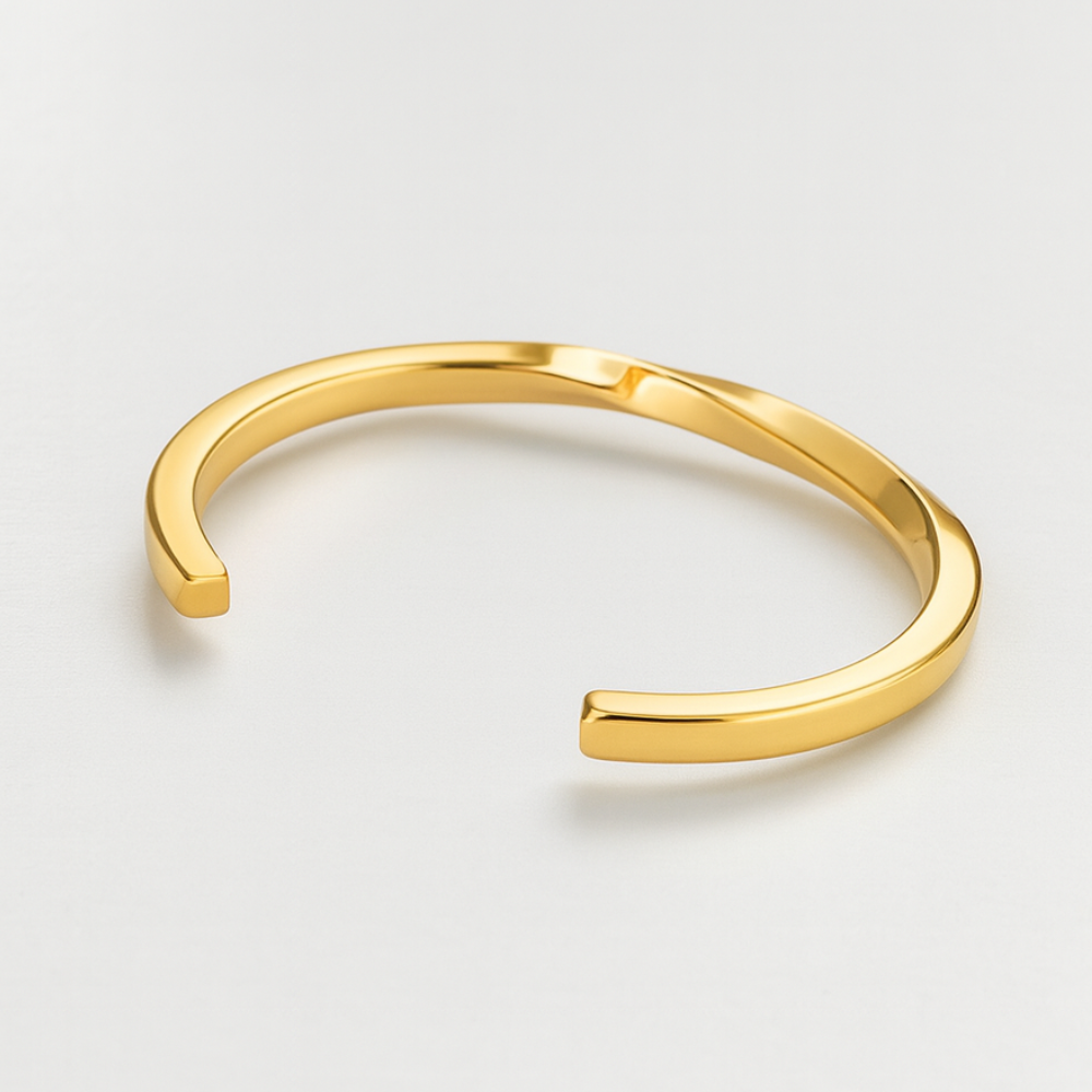 Serena | Gold Plated Geometric Twisted Irregular Bracelet Bangle
