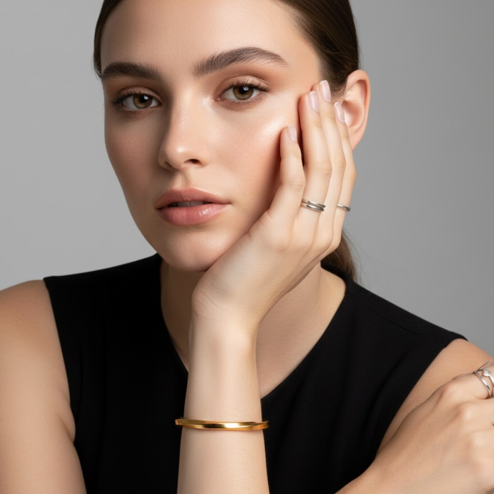 Serena | Gold Plated Geometric Twisted Irregular Bracelet Bangle