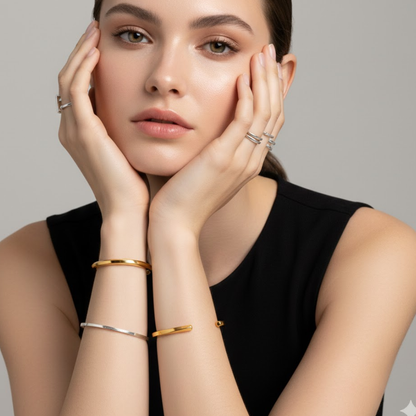 Serena | Gold Plated Geometric Twisted Irregular Bracelet Bangle