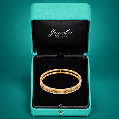 Tatiana | Gold Plated Pavé Greek Key Bangle
