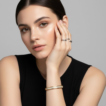 Nadia | 18K Gold Plated Crystal Band Bracelet Bangle