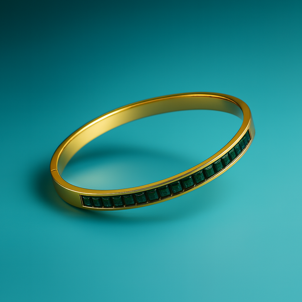 Klara | 18K Gold Plated Green Zircon Bracelet Bangle