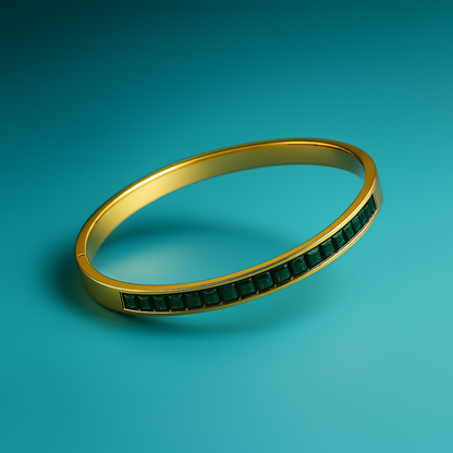Klara | 18K Gold Plated Green Zircon Bracelet Bangle